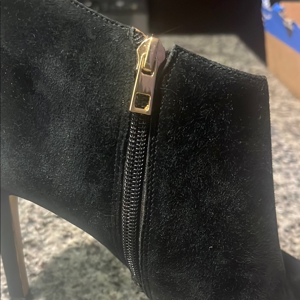Elegant Ann Taylor Black Peep-Toe Ankle Boots - Picture 6 of 6